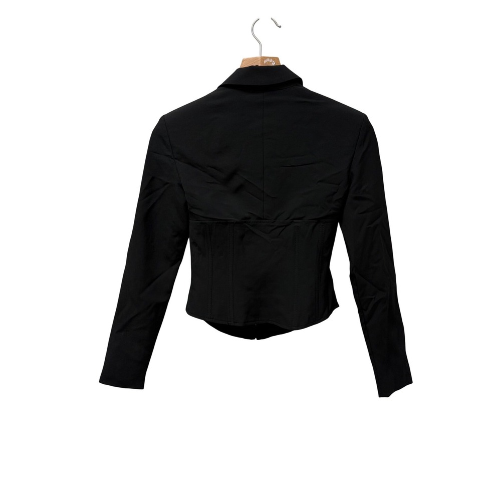 ASOS Reclaimed Vintage Inspired Hook Eye Corset Crop Top Black Long Sleeve US 2 - Picture 7 of 10